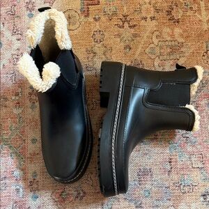 Black Ankle Boots with Faux Fur Lining